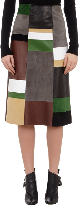 DEREK LAM Patchwork Leather Skirt $3590 now $1439