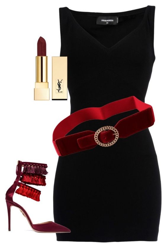 Vibrant Red Black Dress